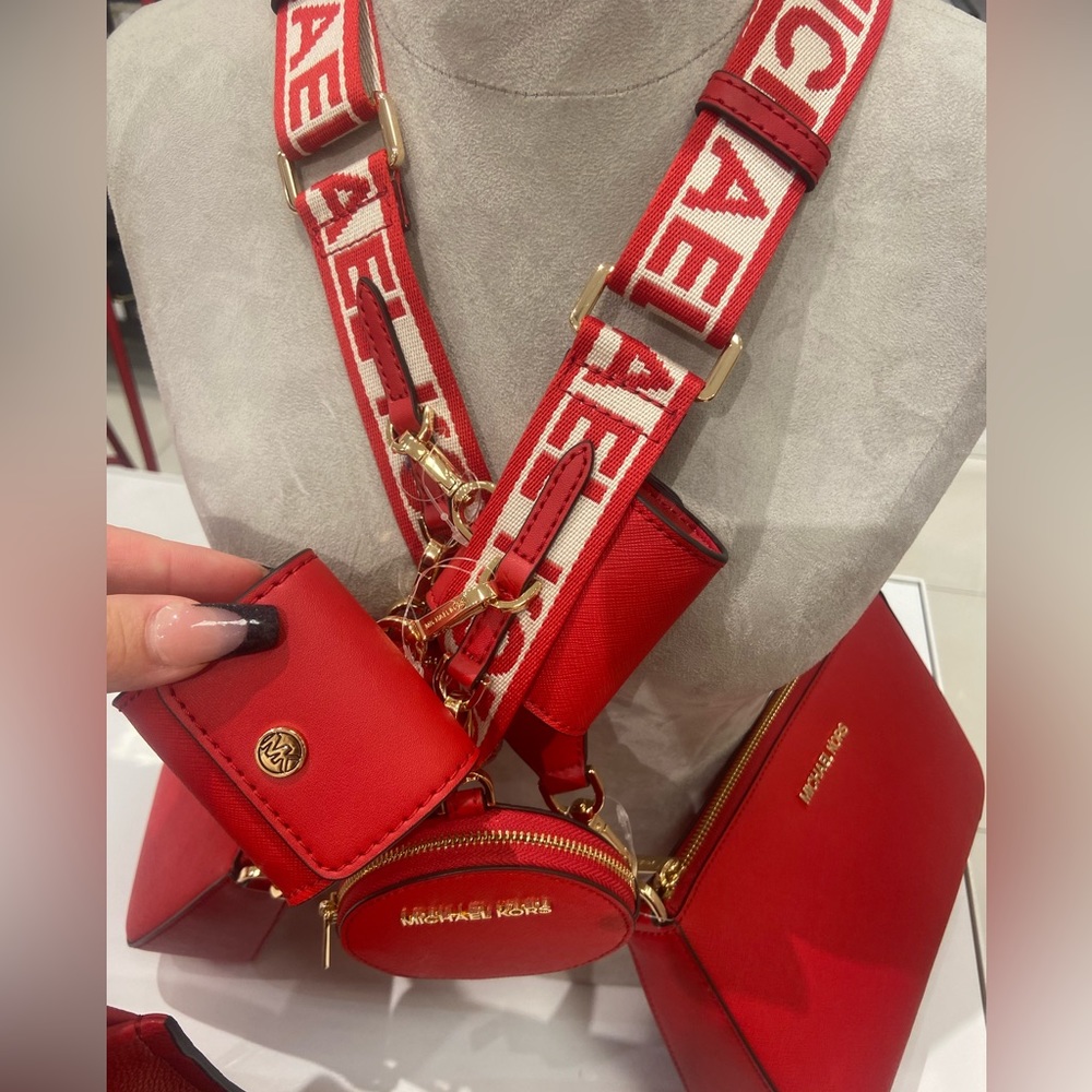 Michael Kors Bright Red Tech Crossbody - Picture 2 of 6